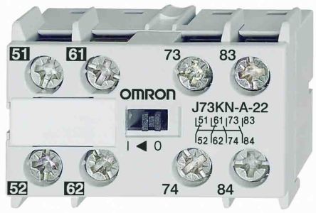 Omron Auxiliary Contact Block, 4 Contact, 2 NC/2 NO, J73KN, Screw, 10 A, 24V, J73KN-A-22