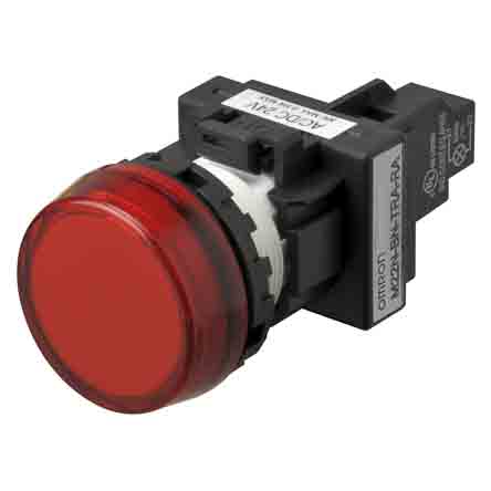 Omron M22N Series Red Miniature Panel Mount Indicator Pilot Light, 240V, Crimp Termination, IP66, 22 mm