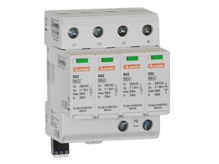 Lovato 3 Phase Surge Protector, 65 kA, 1.5 kV, DIN Rail