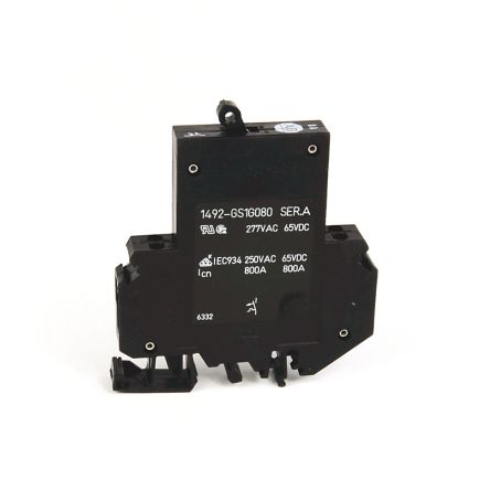 Allen Bradley 1492-GS 1492-GS Miniature Circuit Breaker, 1-Pole, 8A, Type G, 240V ac AC, 62.5 V dc DC, 15 kA Breaking
