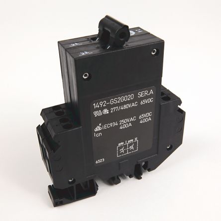 Allen Bradley 1492-GS 1492-GS Miniature Circuit Breaker, 2-Pole, 1A, Type G, 240V ac AC, 62.5 V dc DC, 15 kA Breaking