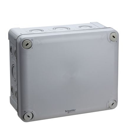 Schneider Electric Mureva Box Series Grey Polypropylene Junction Box, IP55, 195 mm, 195mm 90 mm