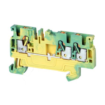 Allen Bradley 1492-PG3T 1492-P Series Feed Through Terminal Block Yellow, Green, 2.5mm², 1-Level, Push-in
