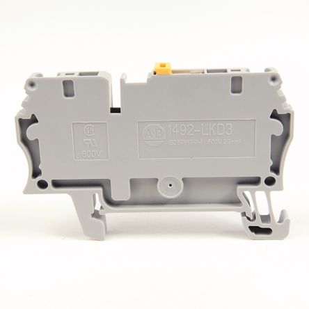 Allen Bradley 1492-LKD3 1492 Series DIN Rail Terminal Block Grey, 2.5mm², Spring Clamp
