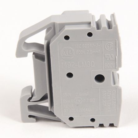 Allen Bradley 1492-LM3Q 1492 Series DIN Rail Terminal Block Grey, 2.5mm², Spring Clamp