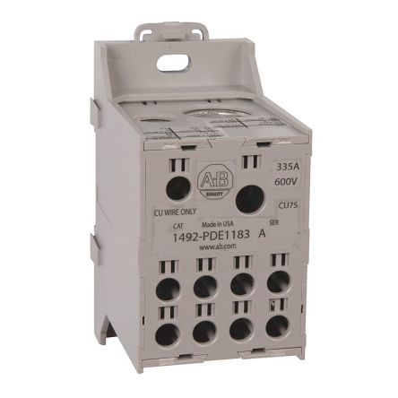 Allen Bradley Distribution Block, 8 Way, 600V, 335A, White