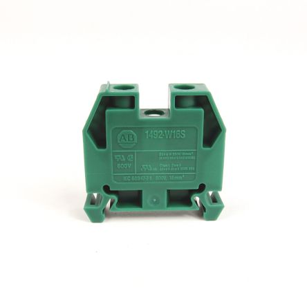 Allen Bradley 1492-W16S-G 1492-W Series Feed Through Terminal Block Green, 16mm², 2.5 mm², Screw