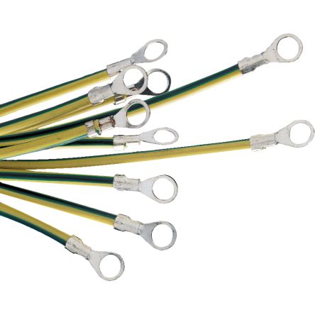 Schneider Electric Spacial Earthing Cable, 6 mm² CSA 6.4 mm Stud Size, 6.4 mm 220 mm, Brass, Copper Alloy REACH, CHINA