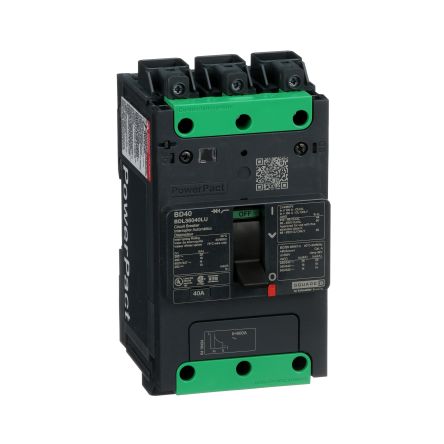 Schneider Electric, PowerPact, PowerPacT Molded Case Circuit Breaker 3-Pole 40A, Breaking Capacity 25 kA, Screw