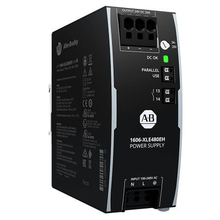 Allen Bradley 1606 Switched Mode DIN Rail Power Supply 150 V dc, 240V ac AC/DC Input 24V dc, 20 A Output 480 W