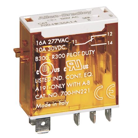 Allen Bradley Non-Latching Relay, 12V dc Coil, 8A Switching Current, DPDT