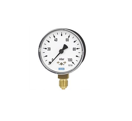 WIKA 1/4 in NPT Threaded Pressure Gauge, 63 mm, 0 bar