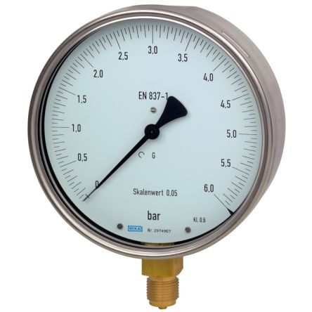 WIKA G 1/2 Threaded Pressure Gauge, 160 mm, 10 bar