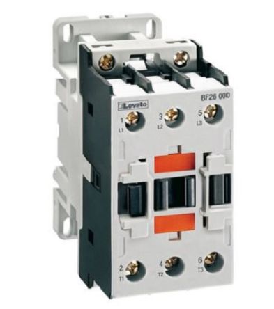 Lovato Contactor, 24V dc Coil, 3-Pole, 26 A, 18.5 kW 24V dc, 3 NO