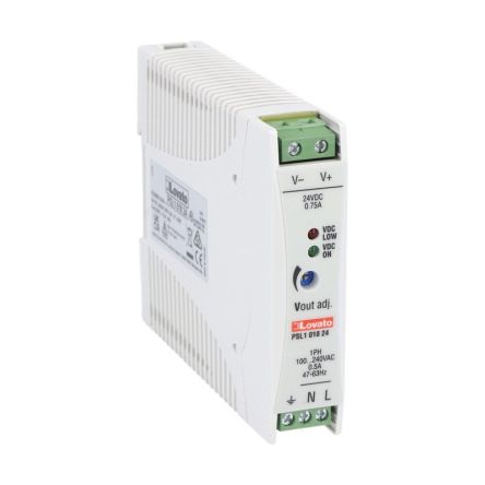 Lovato PSL Power Supply DIN Rail Power Supply 240V ac AC Input 24V dc, 750 mA Output DC 18 W
