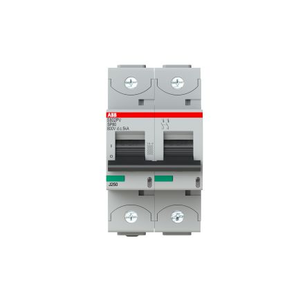ABB S800PV S800PV Miniature Circuit Breaker, 2-Pole, 80A, Type B, 800 V dc DC, 5 kA Breaking Capacity