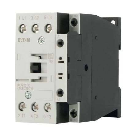 Eaton DILM Contactor, 110V ac Coil, 3-Pole, 25 A, 11 kW, 1 NO, 690V