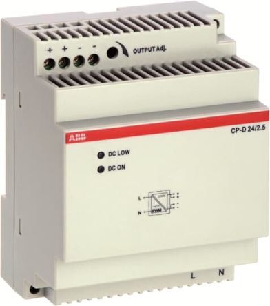 ABB CP-D Switched Mode DIN Rail Power Supply 240V ac AC Input 24V dc, 2.5 A Output DC 60 W