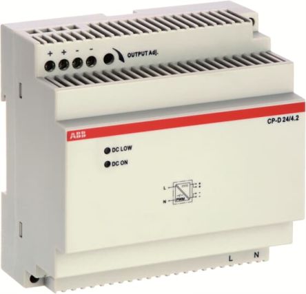 ABB CP-D Switched Mode DIN Rail Power Supply 240V ac AC Input 24V dc, 4.2 A Output DC 100 W