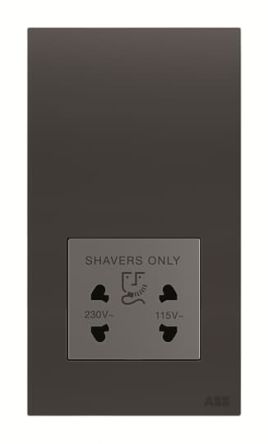 ABB AMPLIMITE 0.50 Black 2 Gang Shaver Socket, 20A, Single Socket