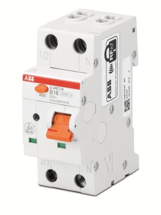 ABB Residual Current Circuit Breaker with Overload Protection, 32A Current Rating, 2-Pole, Type C, AFDD+MCB Range,