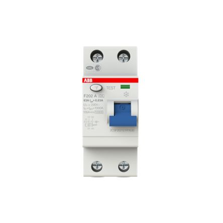 ABB F202 Series Residual Current Circuit Breaker, 63A, 2-Pole, 30 mA, Type A 230V ac