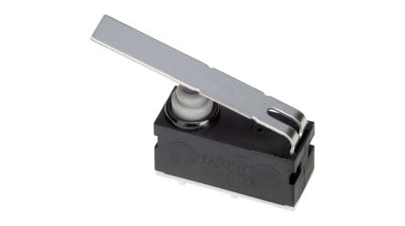 Omron Long Straight Lever Subminiature Micro Switch, Right Angle Terminal, 12 V dc, SPST, IP67