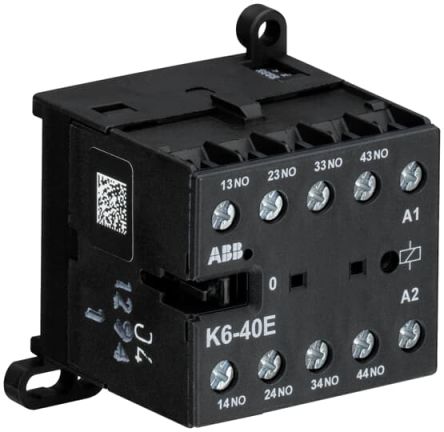 ABB K6-40E Contactor Relay, 127V dc Coil, 4-Pole, 4 A 690V, 4 NO, 690V