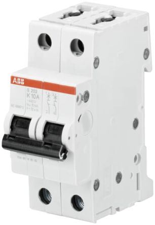 ABB System Pro M Compact S200 Miniature Circuit Breaker, 2-Pole, 15A, Type K, 400V ac AC, 6 kA Breaking Capacity