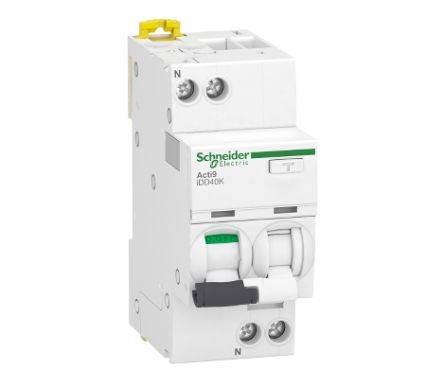Schneider Electric Residual Current Circuit Breaker with Overload Protection, 40A Current Rating, 1-Pole, 300 mA Trip