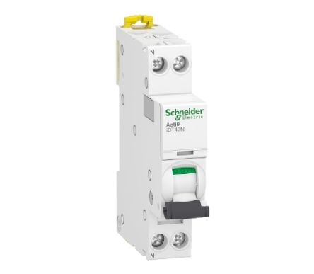 Schneider Electric Acti9 Acti9 iDT40N Miniature Circuit Breaker, 1-Pole, 40A, Type D, 230V ac AC, 6000 A Breaking