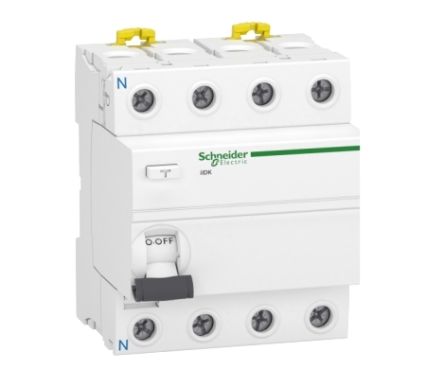 Schneider Electric Acti9 iDT40 Series Residual Current Circuit Breaker, 40A, 4-Pole, 300 mA, Type AC, 500 A
