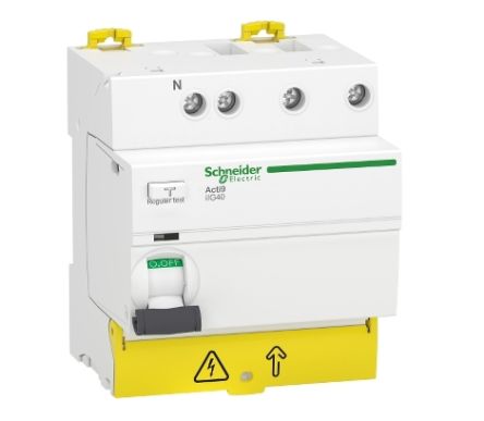 Schneider Electric Acti9 iIG40 Series Residual Current Circuit Breaker, 63A, 3+N-Pole, 300 mA, Type AC, 500 A 230V ac