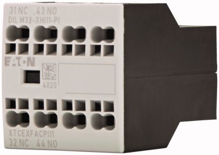 Eaton Auxiliary Contact, 2 Contact, 1 NO/1 NC, DILM, Front Fixing, 16 A, 199309 DILM32-XHI11-PI