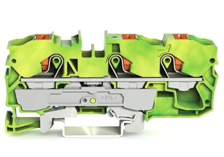 WAGO 2210-1307 Earth Terminal Block Green, Yellow, 10mm², 1-Level, Cage Clamp, ATEX, IECEx
