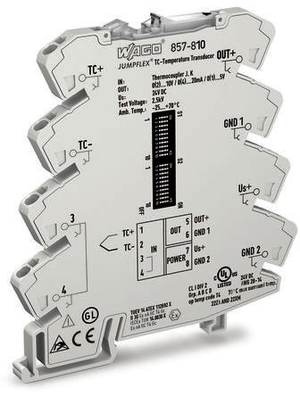 WAGO 857 Series Signal Conditioner, Thermocouple Input, Current/Voltage Output, 24V Supply, ATEX