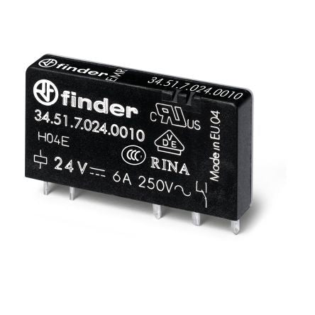 Finder PCB Relay, 5V dc Coil, 6A Switching Current, SPDT