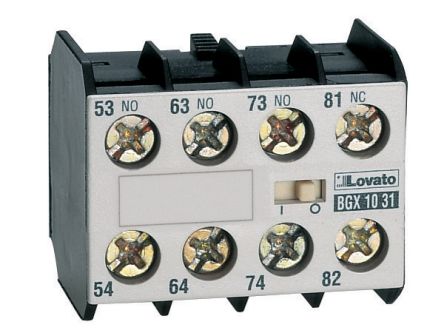 Lovato Auxiliary Contact, 4 Contact, 4 NC, BGX10, Front, 10 A, 11BGX1004