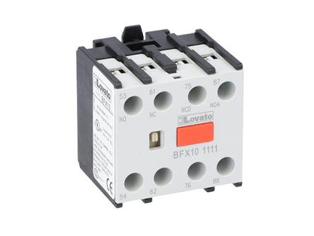 Lovato Auxiliary Contact, 4 Contact, 1 NO/1 NC, BFX10, Front, 10 A, BFX101111