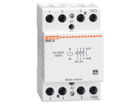 Lovato CN40 Contactor, 230V Coil, 4-Pole, 40 A, 11 kW 230V, 3 NO/1 NC, 440V
