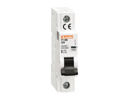 Lovato P1 P1MB Miniature Circuit Breaker, 1-Pole, 13A, Type C, 230V ac AC, 60 V dc DC, 10 kA Breaking Capacity