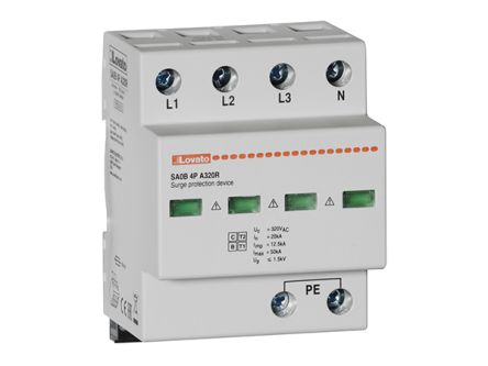 Lovato 1 Phase Surge Protector, 50 kA, 1.5 kV, DIN Rail