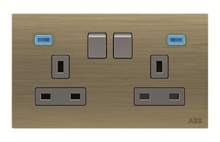 ABB Gold 2 Gang Plug Socket, 13A Outdoor, BS