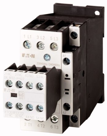 Eaton DILM Contactor, 220V ac/dc, 230 V ac/dc Coil, 4-Pole, 30 kW 24V dc, 27 V dc, 400V