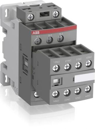 ABB 1SBL13 Contactor, 20V dc, 60 V dc Coil, 3-Pole, 25 A, 4 kW 24V, 60 V, 1 NO/3 NC, 690V