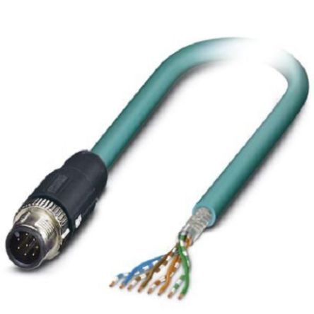 Phoenix Contact NBC, 2 m Cat5 Ethernet Cable, Blue, Shielded 8 Screened Polyurethane Sheath