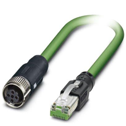 Phoenix Contact NBC, 5 m Cat5 Ethernet Cable, Green, Shielded 4 Screened Polyvinyl Chloride Sheath