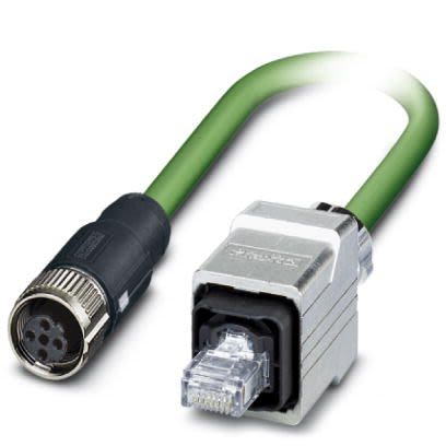 Phoenix Contact NBC, 10 m Cat5 Ethernet Cable, Green, Shielded 4 Screened Polyvinyl Chloride Sheath