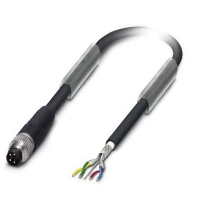 Phoenix Contact Male 4 way M8, Straight to Free Cable End Bus Cable, 2 m