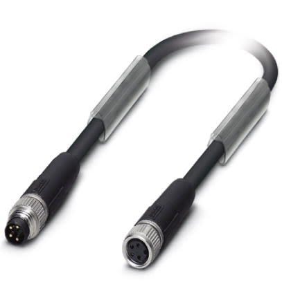 Phoenix Contact Male 4 way M8, Straight to Female 4 way M8 Bus Cable, 300 mm